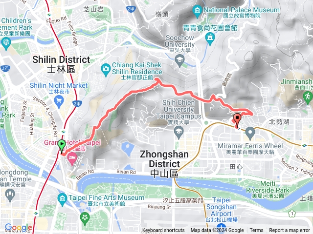 劍潭山到劍南路（美麗華）捷運站