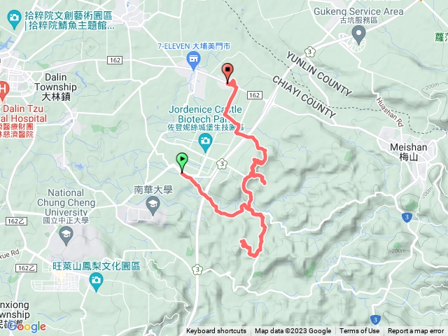 🔺嘉義/大林/芎蕉山（4）➡️中坑山（3-291）➡️崎頭（4,X)