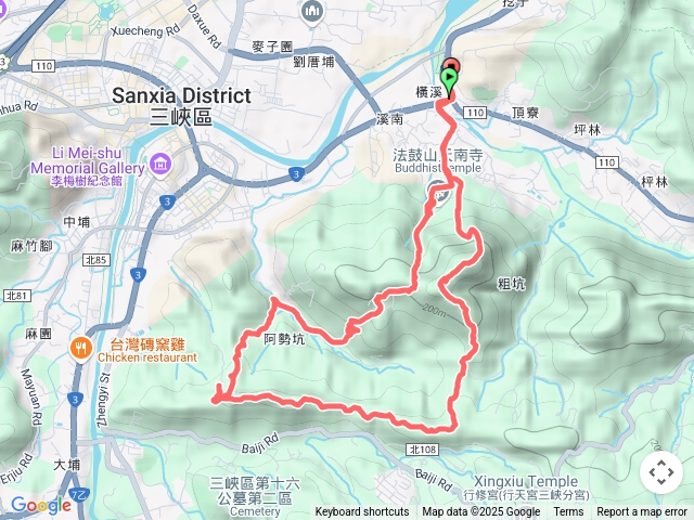 溪南尖、一線天、主公山、石筍、王公坑山、八湖宮、天南寺O型