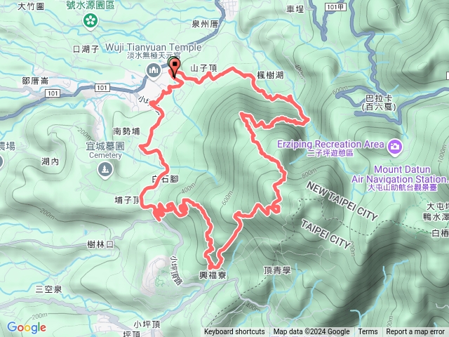 2020-02-23淡水天元宮～楓樹湖步道（+古道）～山仔頂登山古道（+古道）～向天池～興福寮步道O形