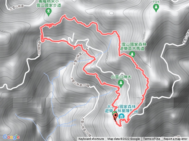 大雪山國家森林遊樂區，森林浴步道（小神木）-木馬道步道 O形