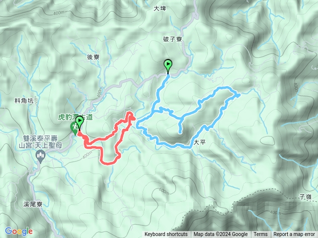 虎豹潭古道-樓仔厝古道 O形 紅檀古道-大平山腰古道-芊蓁坑溪畔古道-大平山造林路-大平山-紅檀古道O型