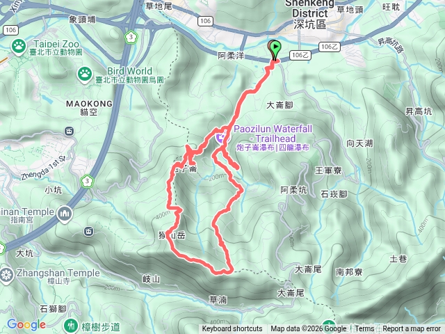 2026-05-18-炮子崙步道→猴山岳北峰→猴山岳前峰→猴山岳→林家草厝→茶山古道→炮子崙瀑布→P型走預覽圖