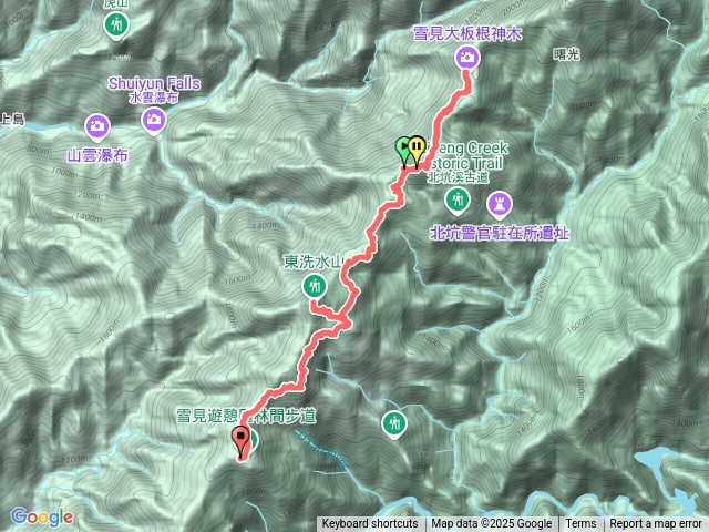 北坑山大板根東西水山盡尾山東北峰