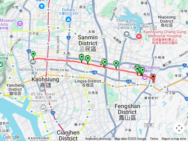 高雄三塊厝綠廊道到大東公園