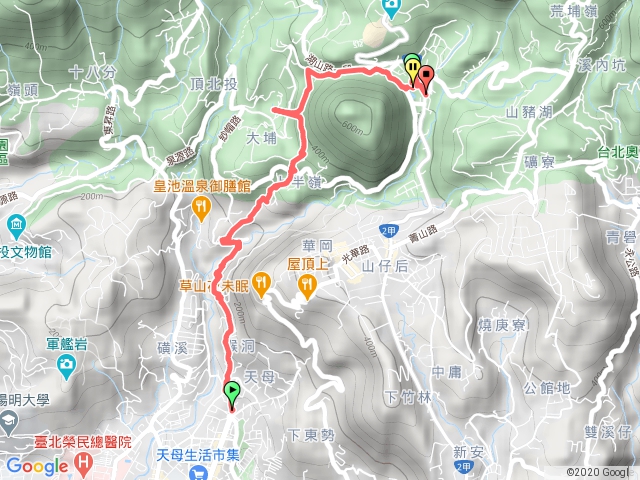 天母猴洞產業道路、半嶺步道、橫嶺古道、前山公園