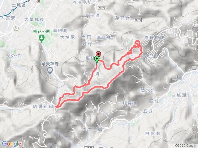 天上山(70石門柏油路-三粒半-天上山-將軍嶺-文筆山-山中湖)