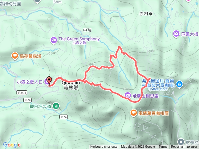 飛鳳山第一涼亭轉往中坑村五鄰直上中坑山O型預覽圖