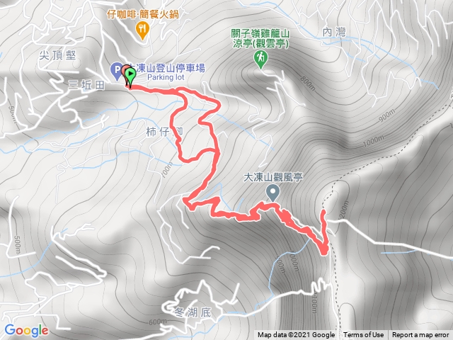 關子嶺大凍山(小百岳#63)登山口→叉路口(右去左回)→大凍山