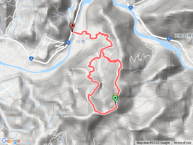 白毛山（白鹿吊橋起）