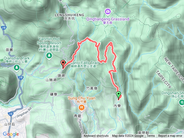 內寮古道、內寮崙、竹篙山南峰、山川石、番婆草原、松石草原、竹篙坪、竹篙山、忘憂草原、涓絲瀑布預覽圖