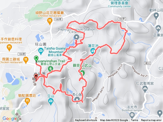 大社觀音山(鳳儀宮上行-尖山、猴子山、駱駝山-清心嶺下行)