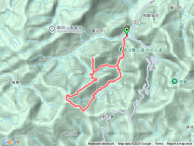 中坑古道Ｏ型：中坑古道西線、中坑西山、內盤山坑土地公、枋山坑山、中坑頭土地公、中坑古道