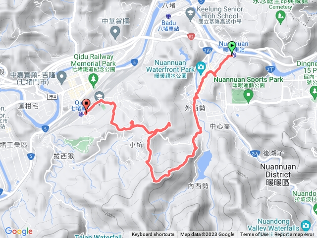 暖暖車站、外西勢坑山、暖暖砲台、三疊山、七堵車站