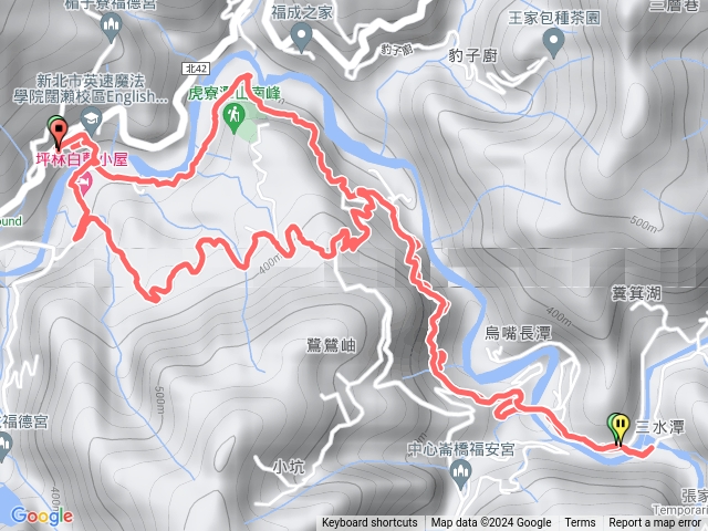 淡蘭中路闊瀨古道：闊瀨吊橋-三水潭土地公廟來回預覽圖