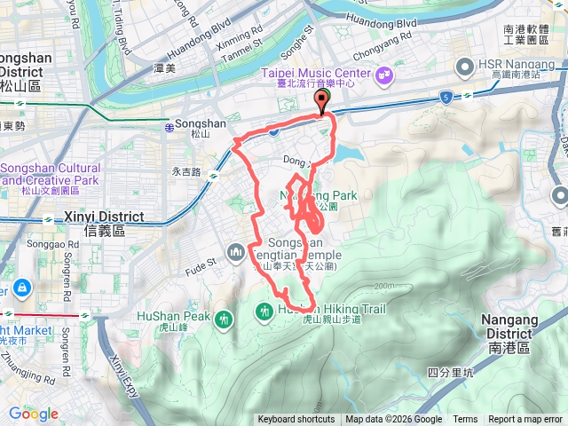 捷運昆陽站-南港公園/後山埤公園-北興宮步道-中坡山-虎山步道O繞預覽圖