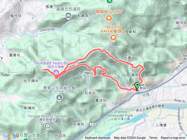 （山佳火車站~牛埔山~石灰坑山~望湖山~圳頭山~福源山~石灰坑東峰~中坑山~山佳火車站）O形預覽圖