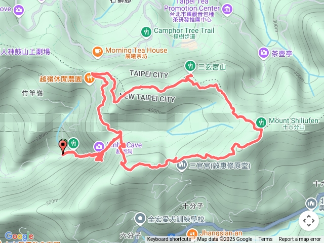 2025.6.15新店銀河洞-六分山-四面頭山-十六分山-三玄宮山-鵝角格山東峰-鵝角格山，O型走