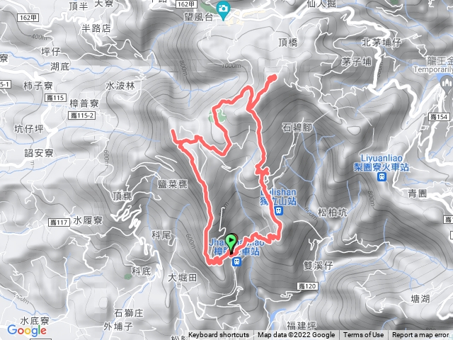 樟腦寮大石翁停車場-阿拔泉山-觀音石山-大籠頂-奉天岩-獨立山-樟腦寮大石翁停車場