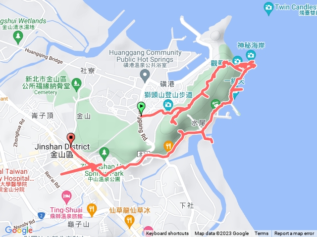 20231107新北金山獅頭山公園、神秘海岸、老街gpx預覽圖