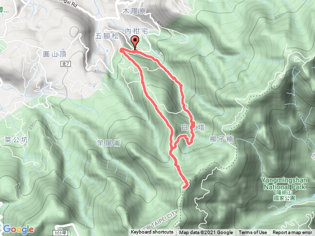 內柑宅古道、紅葉谷瀑布、菜頭崙、小觀音山北北峯、金孔坪、五腳松古道O型縱走