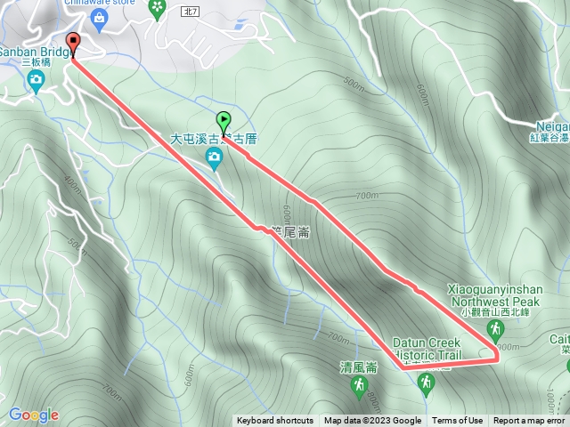 竿尾崙古道～西北峰～大屯溪古道