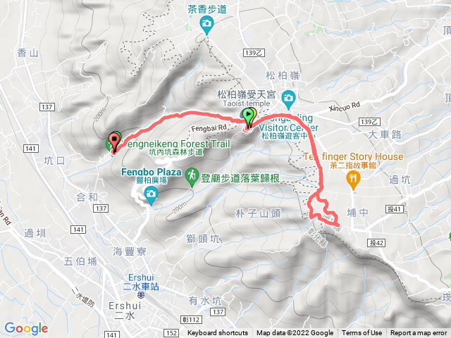 彰化二水_坑內坑森林步道走松柏坑山_受德宮來回路線