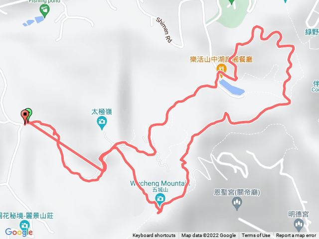 土城石門路70號步道入口-直上山中湖-文筆山登山口-天上山縱走-五城山-直下回70號步道入口