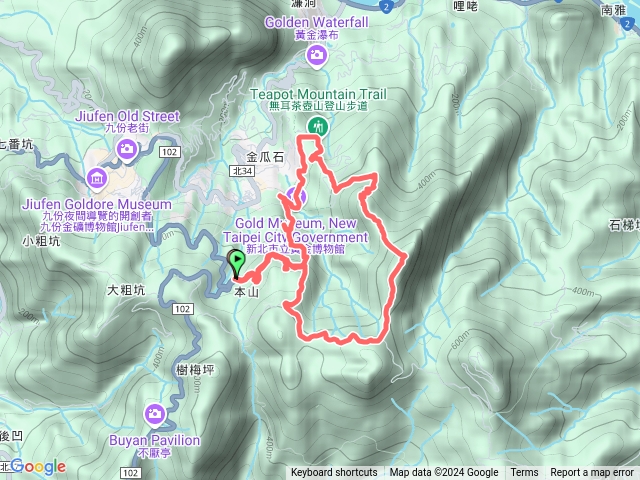 本山地質公園停車場，本山地質公園，半屏山，茶壺山，寶獅亭，朝寶亭，黃金博物館，金瓜石神社，天車間遺址預覽圖