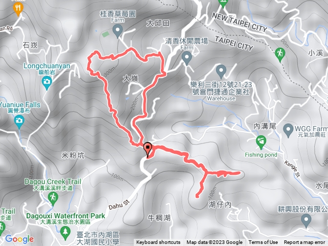 牛稠尾山-牛稠尾東峰-石崁山-五路財神廟-大坵田福德宮-產業道路