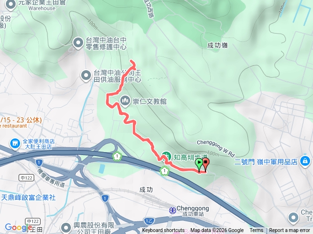 臺中烏日知高圳步道(學田山)來回預覽圖