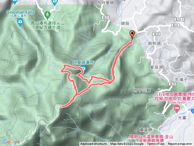 竹子山北北峰、竹里山、阿里磅瀑布