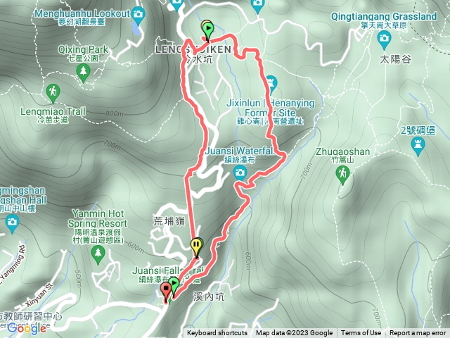 絹絲瀑布、冷水坑、環七星山人車分道