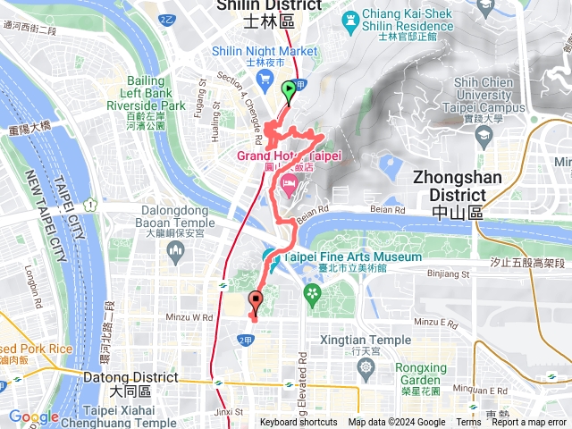 圓山水神社-劍潭山-八二三砲戰紀念公園-臺北故事館-臺北美術館-海霸王