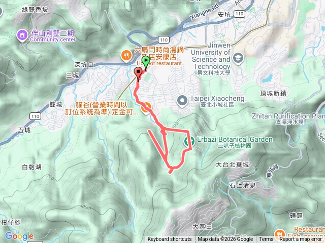 二叭子植物園（輕軌玫瑰中國城-步道口-雙城公園-植物園長壽亭-輕軌