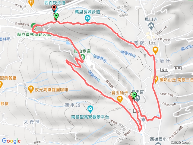 四百崁入口-三白崁入口-藤山步道-鳳天宮-四百崁