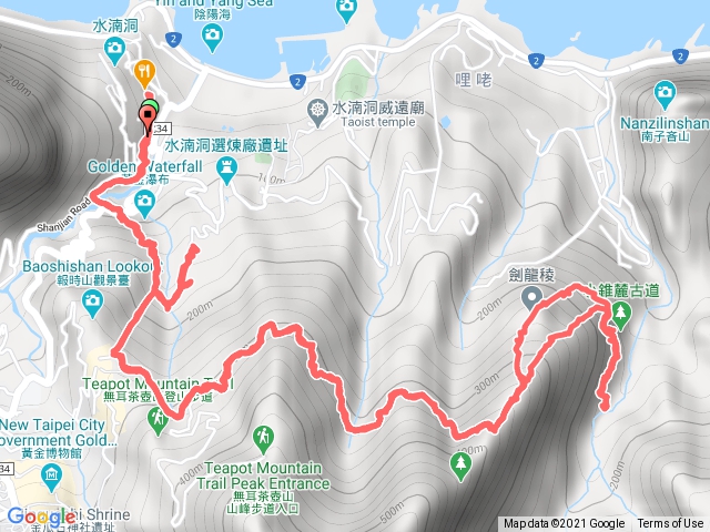 瑞芳金瓜石山腰水管路至小鬼瀑布