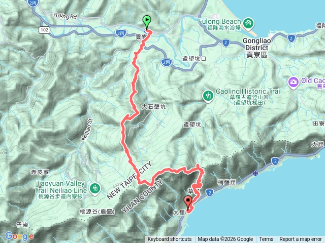 貢大縱走(龍虎縱走)(貢寮火車站—>大里火車站）預覽圖