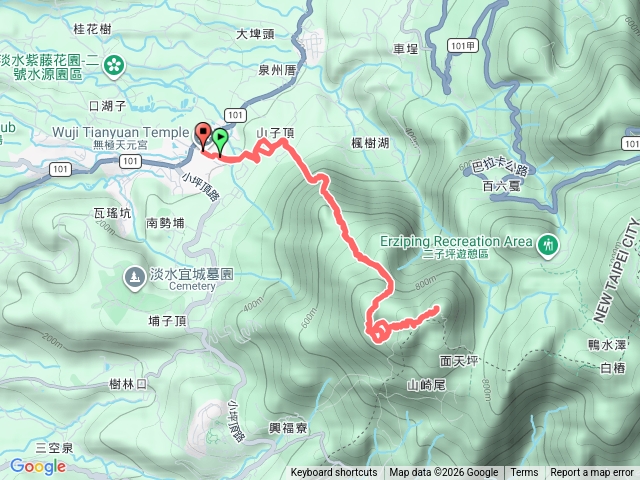 淡水天元宮～楓樹湖步道～向天湖山～向天山～面天山預覽圖