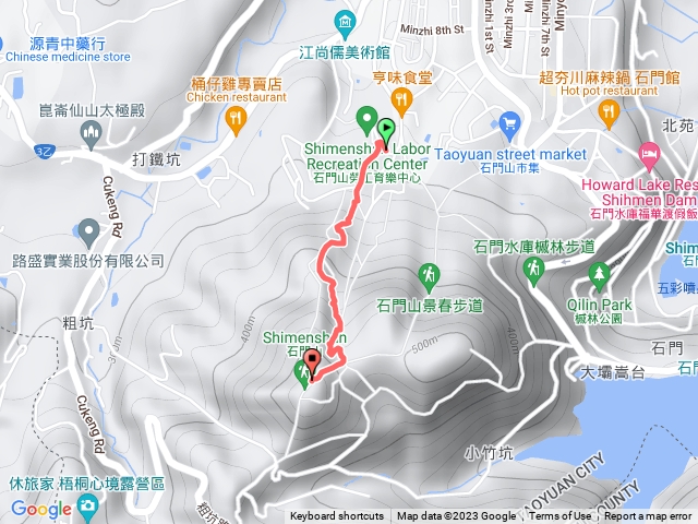 石門育樂中心至石門山最短路徑