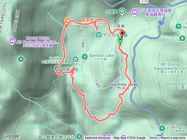 陽明山 竹子湖 水車寮步道 - 湖田國小步道 - 猴崁水圳步道 - 青楓步道 - 藍鵲農園-海芋步道 O形預覽圖