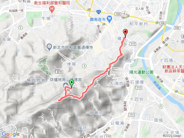 南勢角山(小百岳#16)【第一停車場→烘爐地南山福德宮→南勢角山→外挖子山步道→景新街登山口】