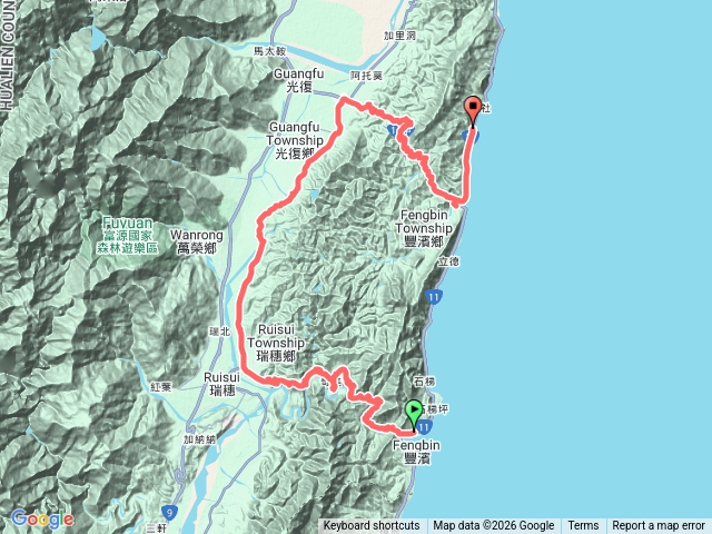 港口-瑞港公路(花64)-196縣道-台11甲豐濱單車行