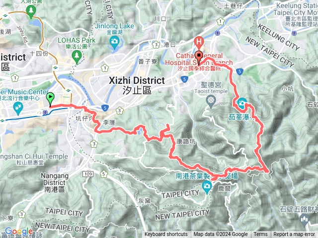 南港展覽館～小南港山～白匏湖 +山～13份山（ 青山一號橋）~ 光明寺～紙寮山～九層坪山～四分尾山～槓尾山～茄苳瀑布～汐止火車站..