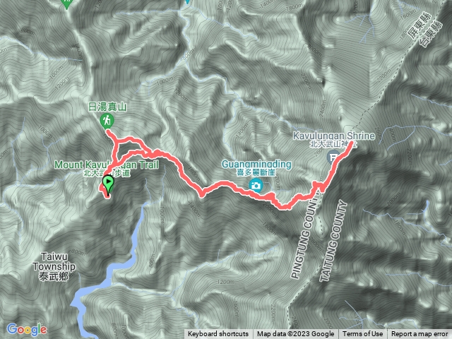 北大武新登山口－北大武山－日湯真山