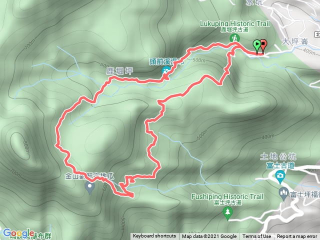 2021/09/27大坪崙→鹿堀坪越嶺古道→大尖聚落與茶行遺址→大尖草原→鹿堀坪古道→頭前溪瀑布Ｏ形