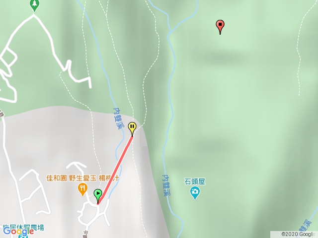 內寮接瑪礁，下切內雙溪，上北五指山。環形