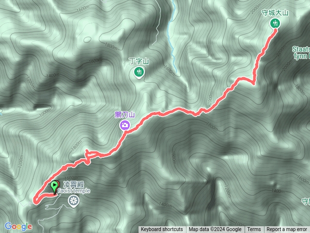 凌霄殿林道登山口往返關刀山、守關山、守城大山，俯瞰日月潭預覽圖