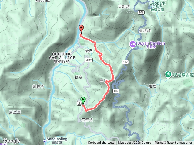 20260716瑞芳猴硐-瑞德宮-三貂大崙-三貂嶺山-探幽亭-金字碑古道-金字碑-天煌亭-弓橋里站