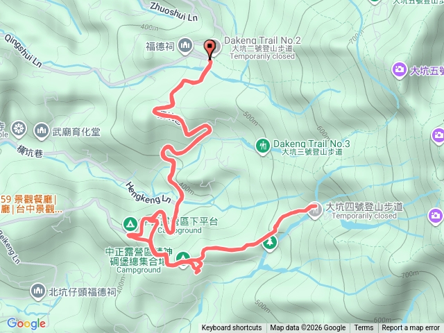 大坑2-4步道口，產業道路步行